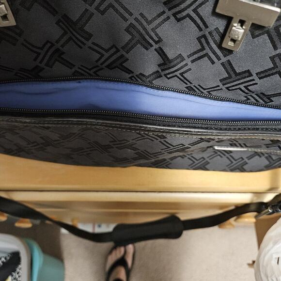 TUMI Signature Collection Black Laptop 💼 Briefcase Shoulder Bag Blue Interior - Picture 7 of 14